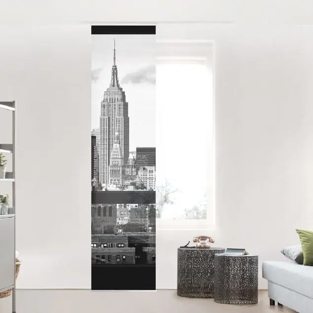Fensterblick New York Skyline schwarz weiß Schiebegardine Set Garantierte Lieferung