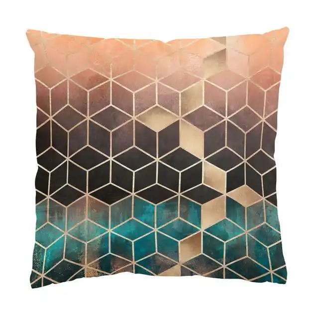 Türkis Rosé goldene Geometrie Dekokissen • Canvas • klassische Webstruktur • handgefertigt in Deutschland Rabatt