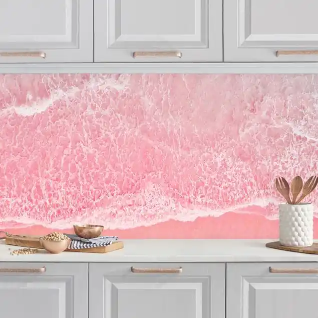 Top-Angebot Ozean in Pink Küchenrückwand • selbstklebend • Spritzschutz • wasserfest • glänzend • 0,35 mm • hergestellt in Deutschland